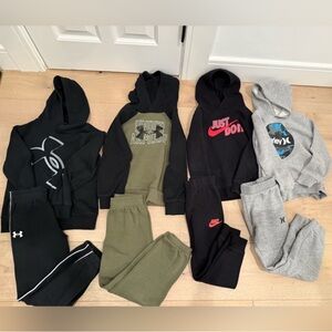 Boys size 7 Under Armour Kids' Black and Olive Hoodie Set